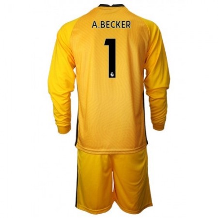 Koszulka Liverpool A.Becker 1 Bramkarska Dziecięcy Wyjazdowe Koszulki Piłkarskie 2020-2021 Długi Rękaw